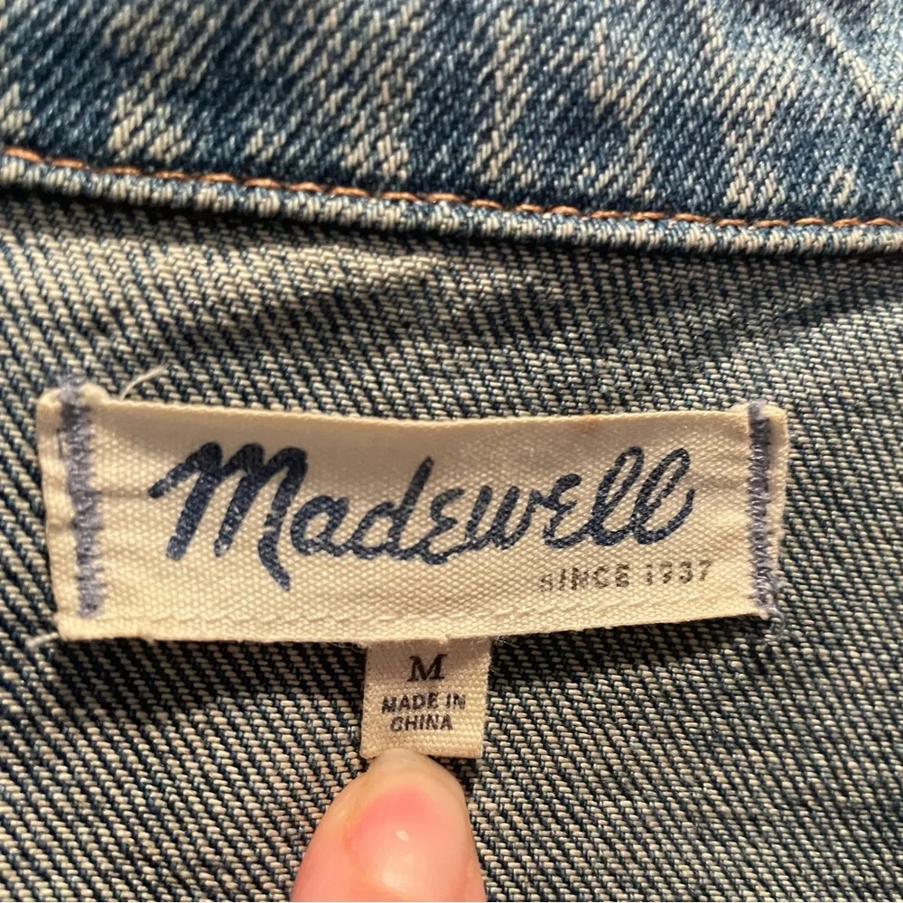 Madewell Blue Denim Jacket Distressed Size Medium - Picture 8 of 11